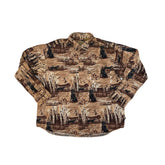 Vintage Hunting Dogs Print Brown L/S Button-Down Shirt  Size XL by Field Tested